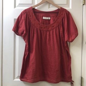 St. John’s Bay Scoop Neck Blouse with Puff Sleeves | Women’s XL